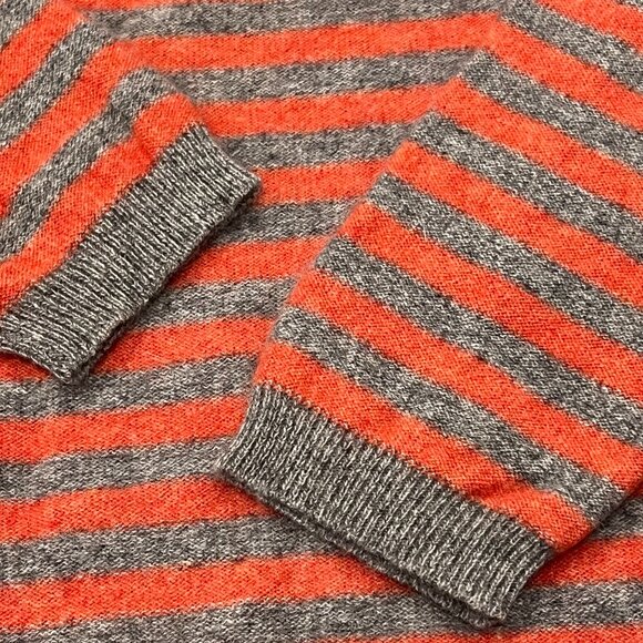 Country Shop Striped Cashmere Crew Sweater, Gray Orange, M - Picture 3 of 8